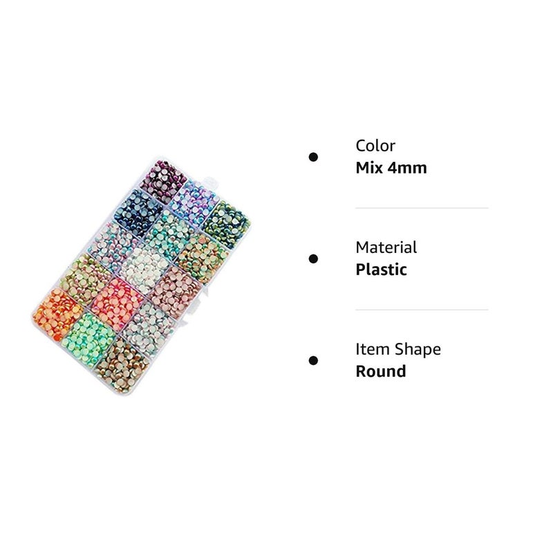 Chenkou Craft 10000pcs Assorted 15 Colors Gradient Color Half Flatback Imitation Pearl Bead 4mm Flat Back Gem Scrapbook Craft DIY Beads + Plastic Box - Image 2